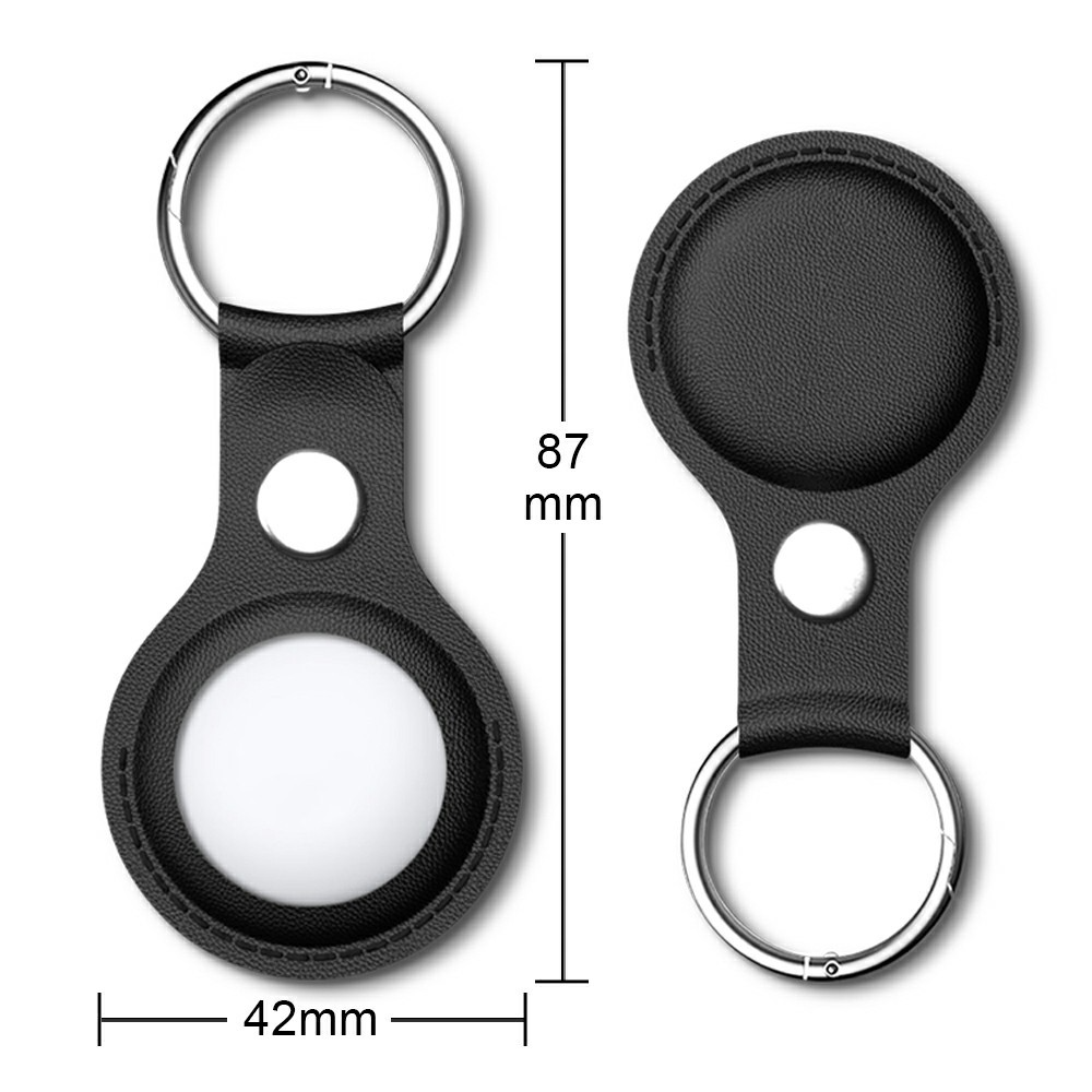 (4er Set) Apple AirTag Leder Schutz Hülle Schlüsselanhänger - Schwarz