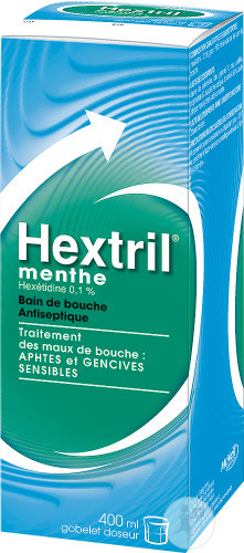 Hextril Menthe 0,1% Bain De Bouche Antiseptique Aphtes Et Gencives Sensibles 400ml