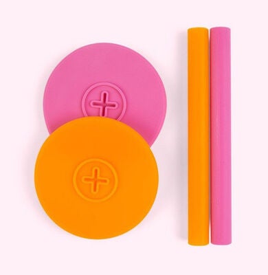 COGNIKIDS Sip Sugerør & Lokk 2-pack, Tangerine/Flamingo