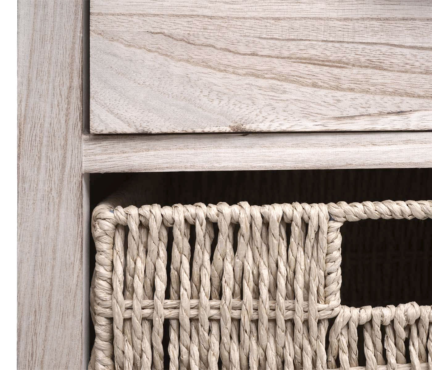 Kommode MCW-K84 mit Körben, Schrank Schubladenschrank, Holz 83x40x29cm ~ natur, Körbe hellbraun
