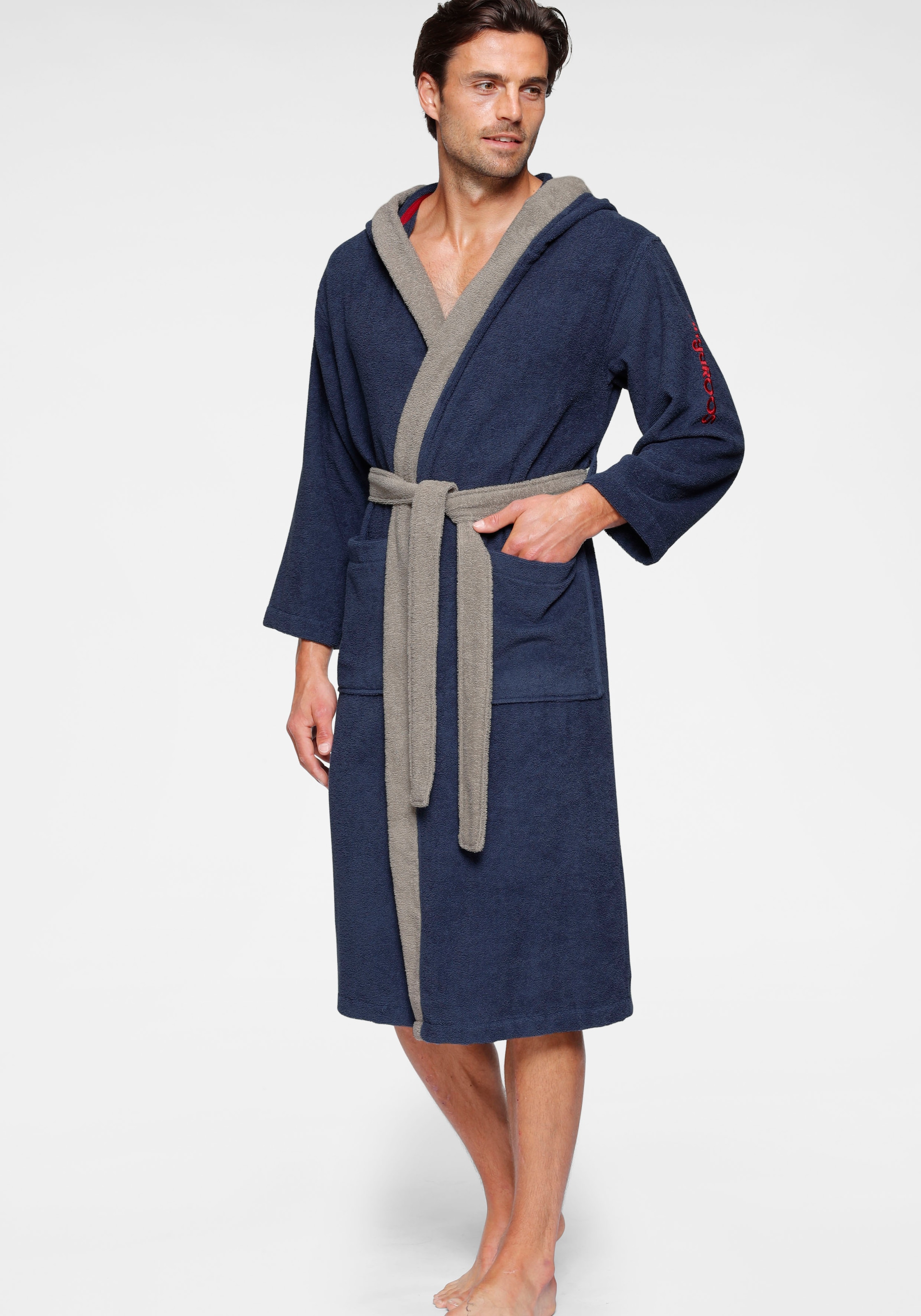 KangaROOS Unisex-Bademantel »Henry, ideal für Sauna & Spa, Hotelbademantel, Morgenmantel«, 1 Stk. Bademäntel für Damen & Herren, Logostickerei, S-3XL