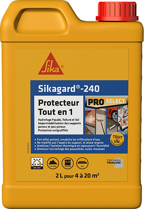 Protection hydrofuge façade, mur, toiture et sol Sika Sikagard Protection Tout en 1 2 L