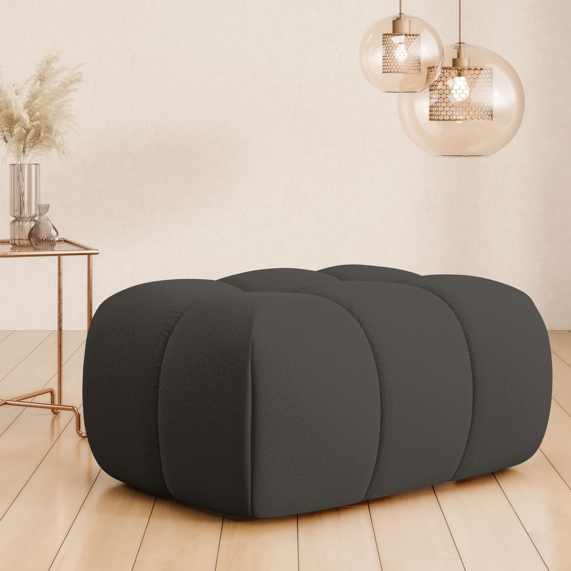 Home affaire Polsterhocker »AURELIAN, passend zum Sessel, Masse B/T/H: 88,5/53/43 cm« mit Wellenunterfederung, in verschiedenen Materialien und Farben