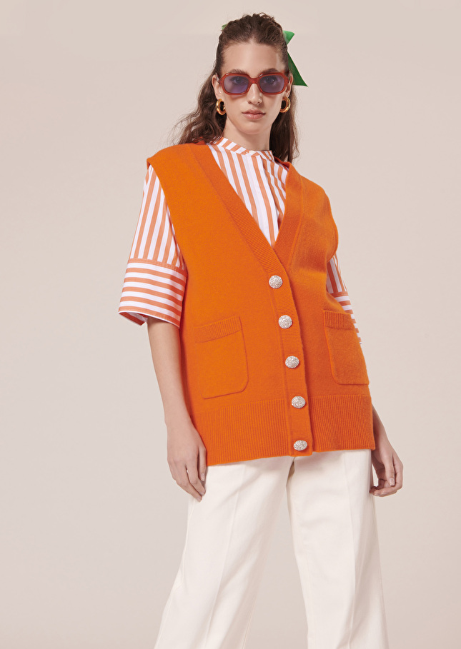 Chemise Camillianaorange à rayures en popeline