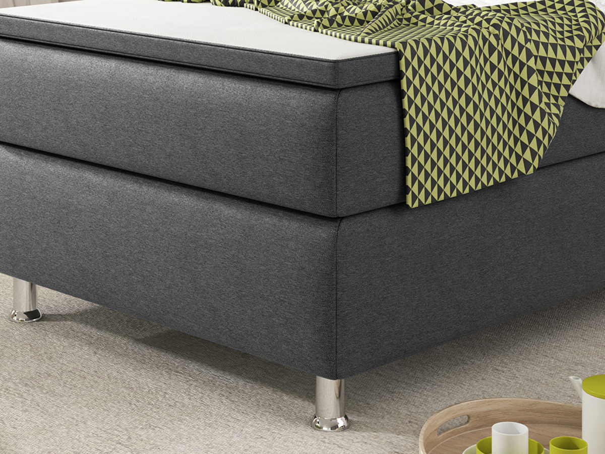 Boxspringbett - anthrazit - mit Topper - H3 - 90x200 cm