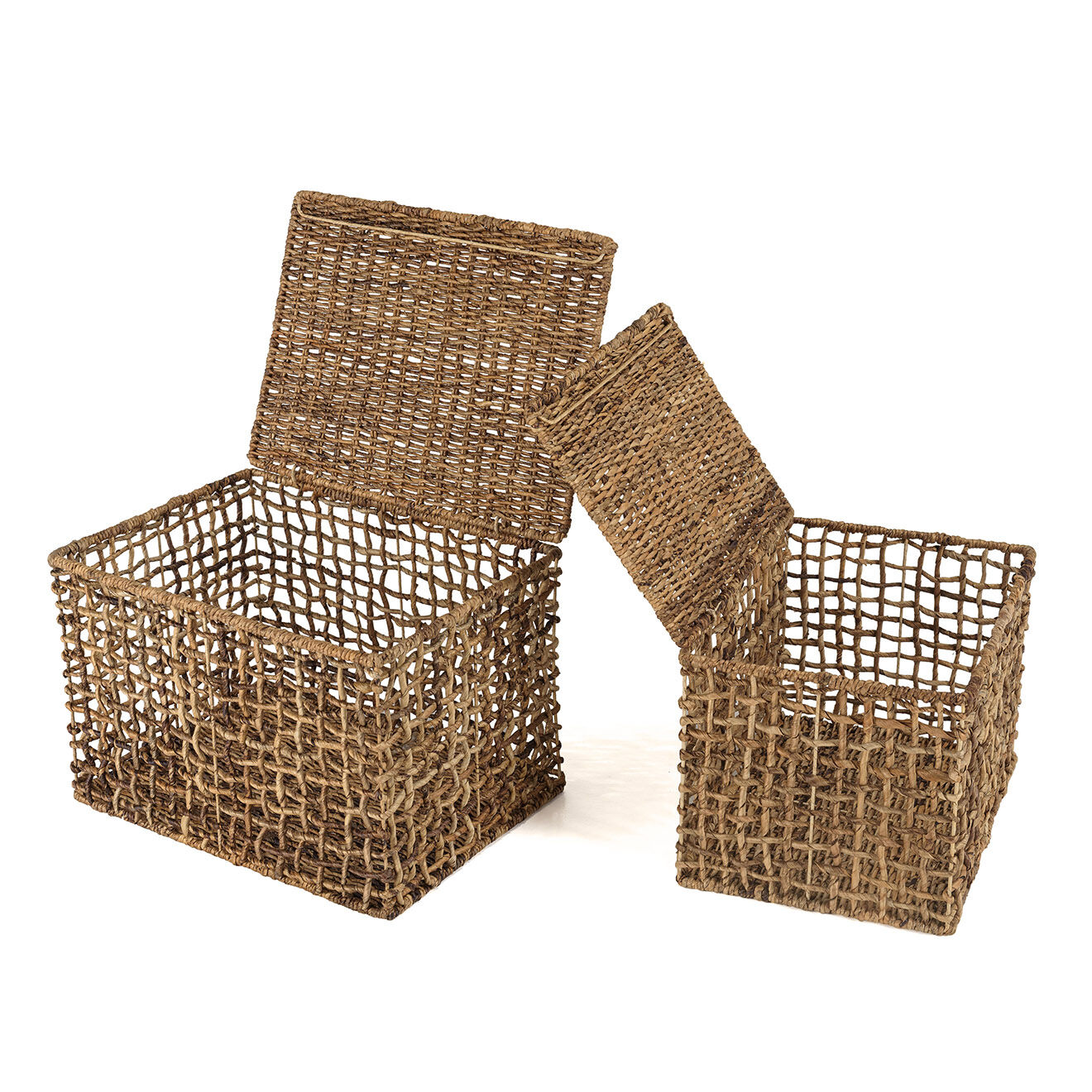 Macabane 2 Paniers de rangement en tissage naturel ajouré Sixtine naturel