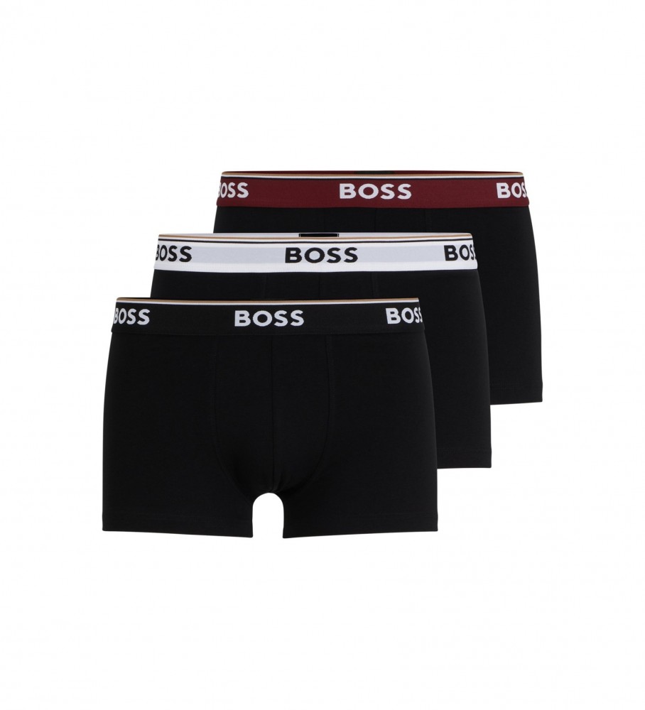 Pacote com 3 cuecas boxer pretas da BOSS