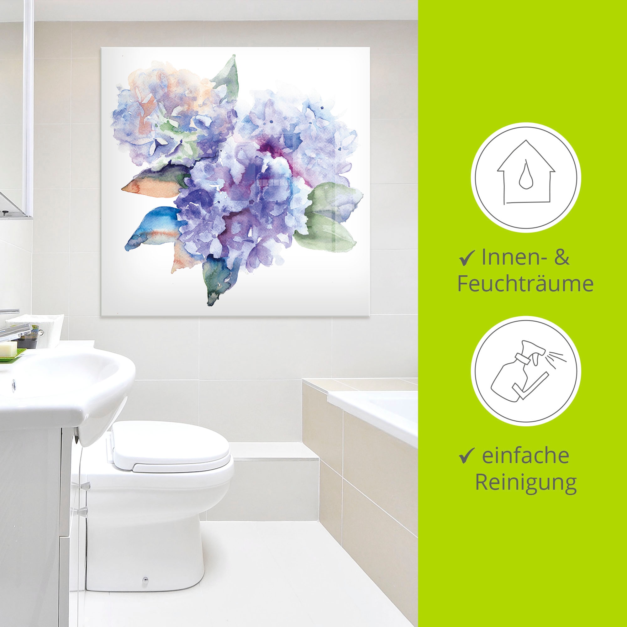 Artland Glasbild »Hortensien« Blumen 1 Stk. tlg. in verschiedenen Grössen