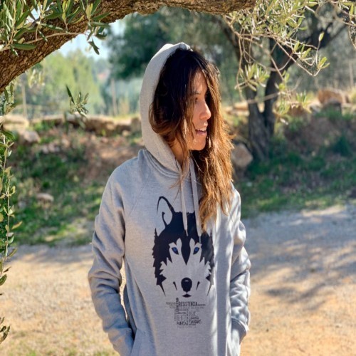 Moletom Lobo Totem Animal, Cinza