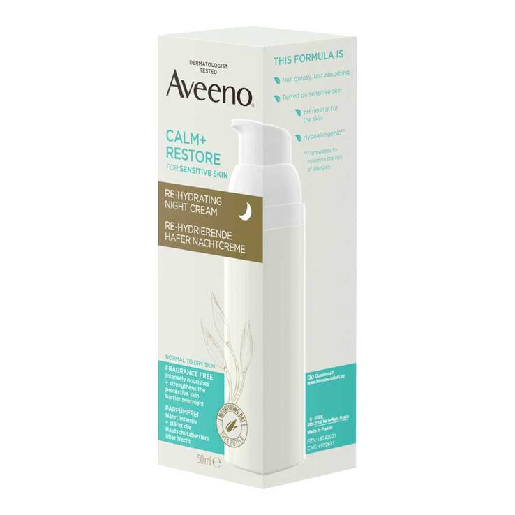 Aveeno Calm + Restore Re-Hydrierende Hafer Nachtcreme , 50 ml