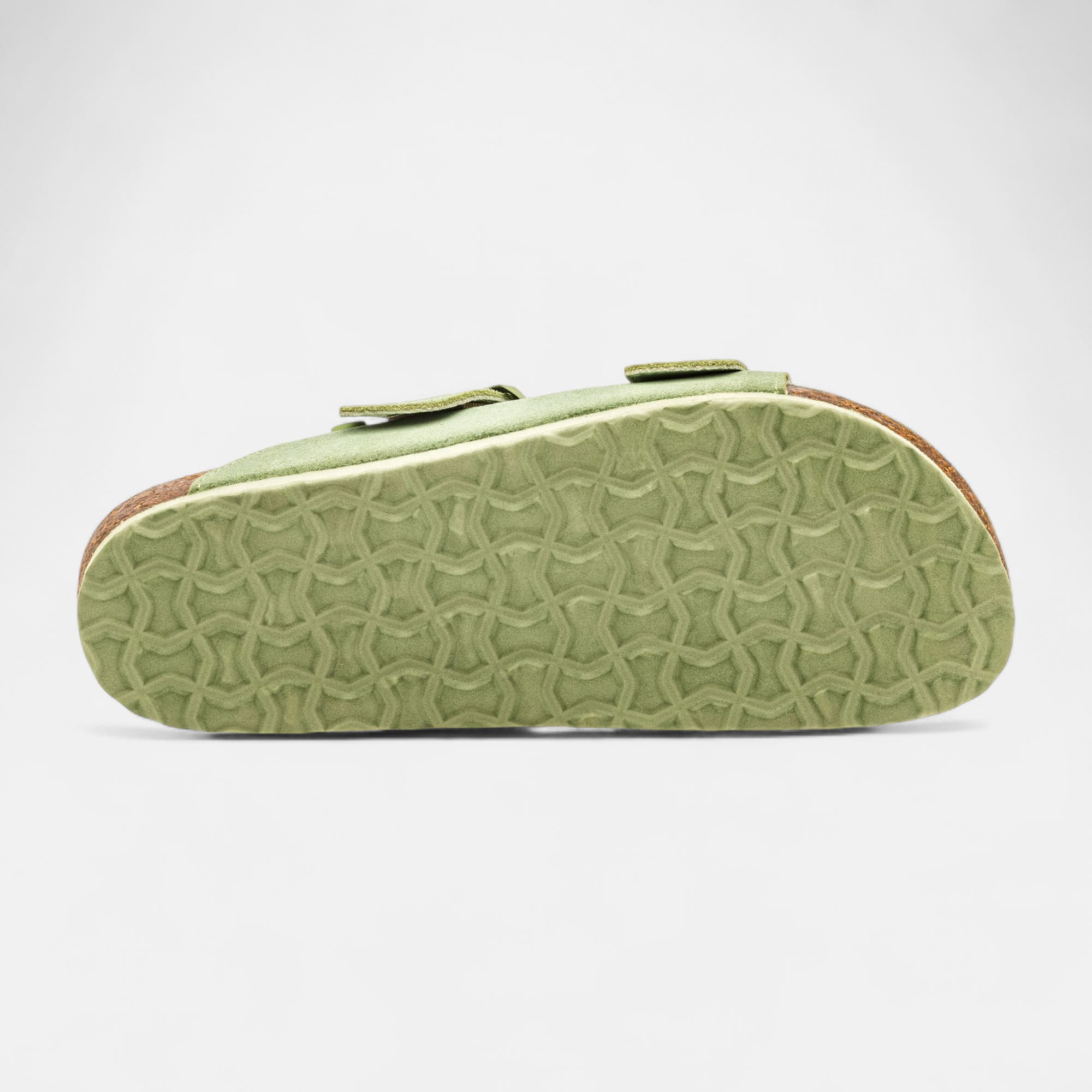 Mules semelle liège Femme en cuir vert clair