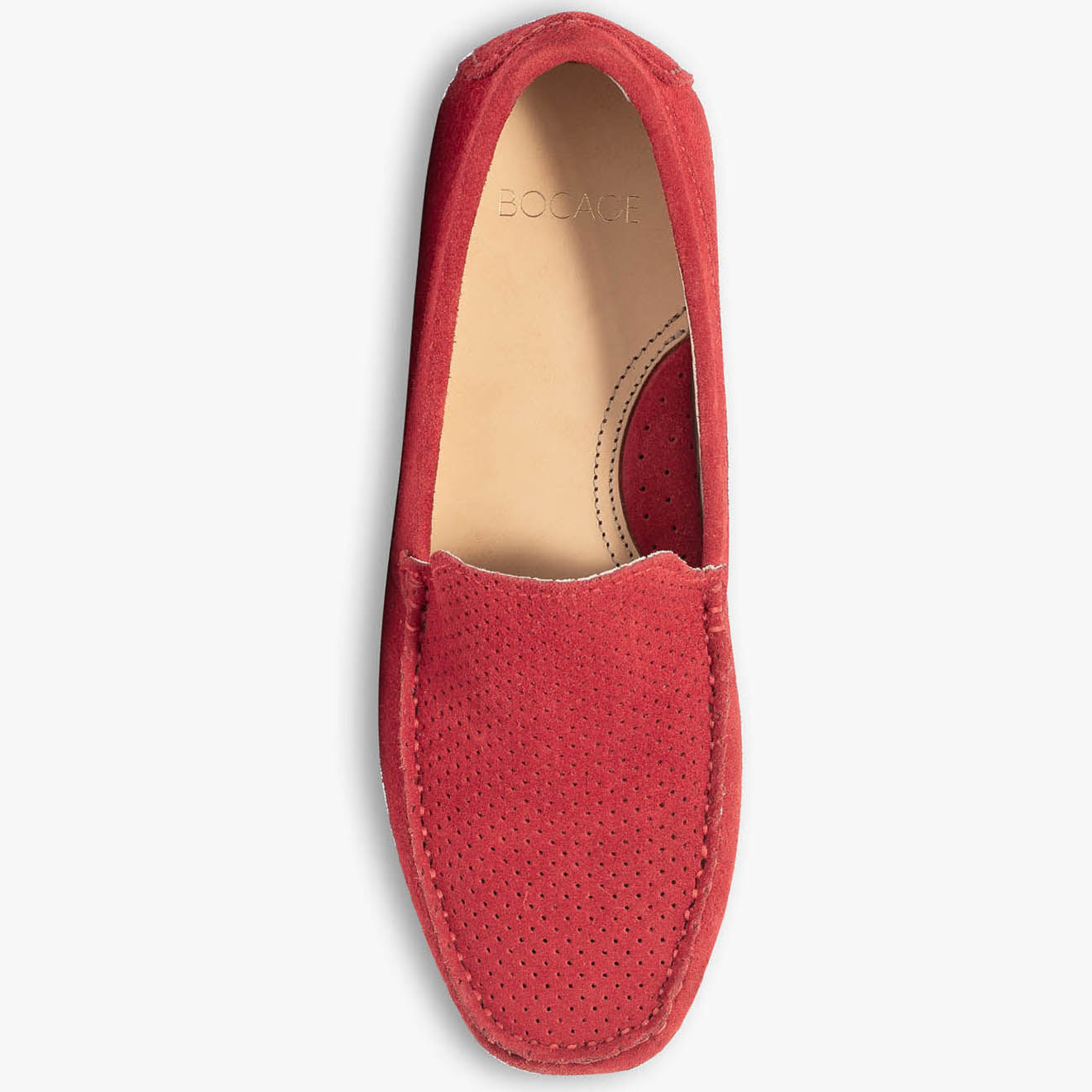 Bocage Mocassins en Velours de Cuir Symmaque rouges