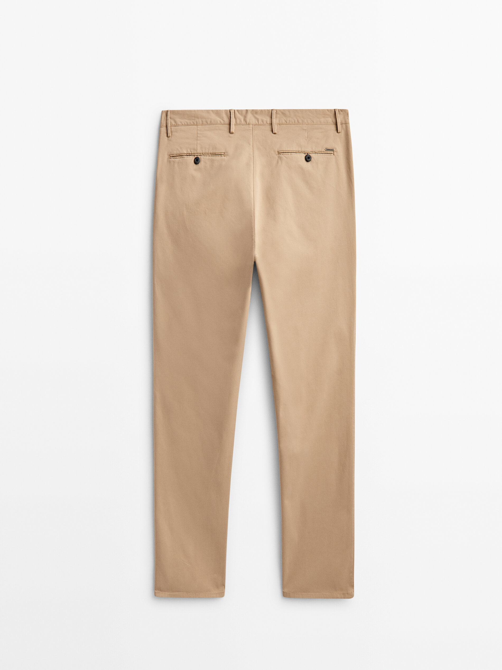Calça chino de algodão de corte regular - BEGE