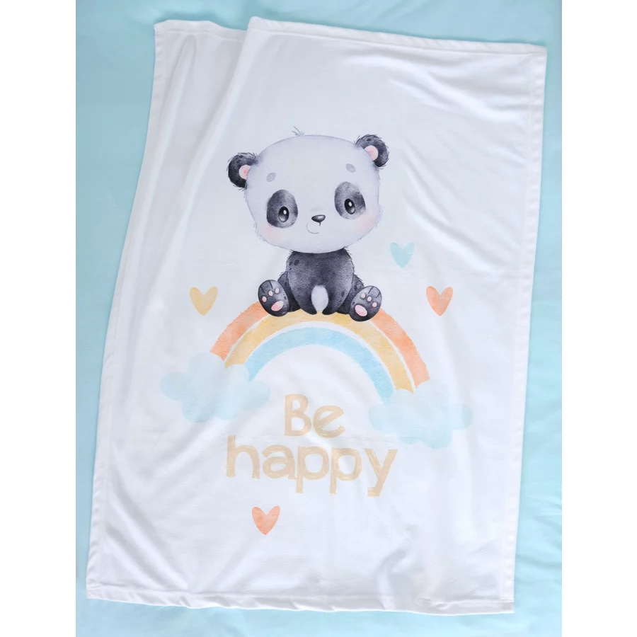 babybest® Microfaser-Flauschdecke Regenbogen Panda 75 x 100 cm
