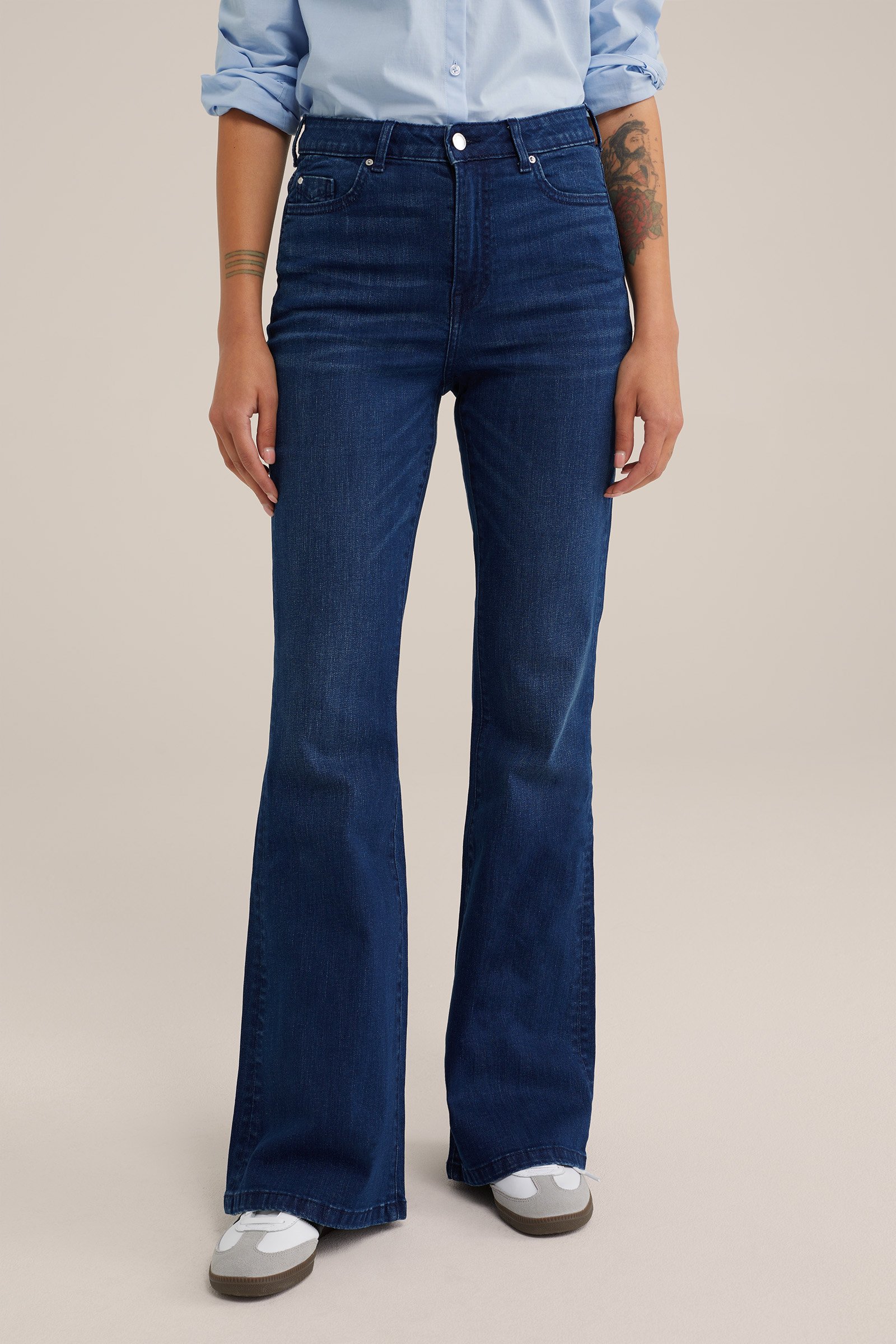 high rise flared jeans met superstretch Blue Ridge Donkerblauw