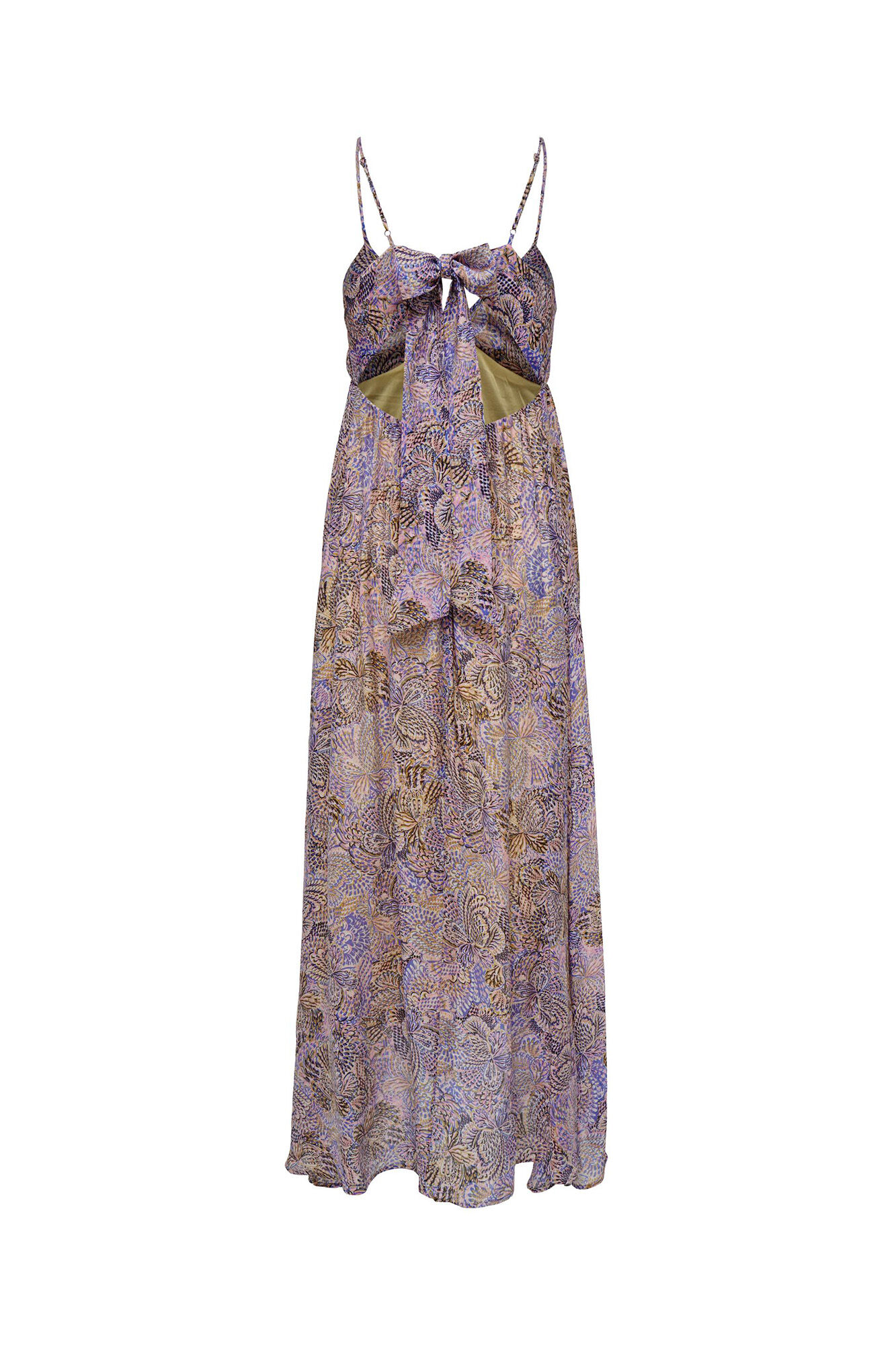 Vestido longo estampado com costas abertas
