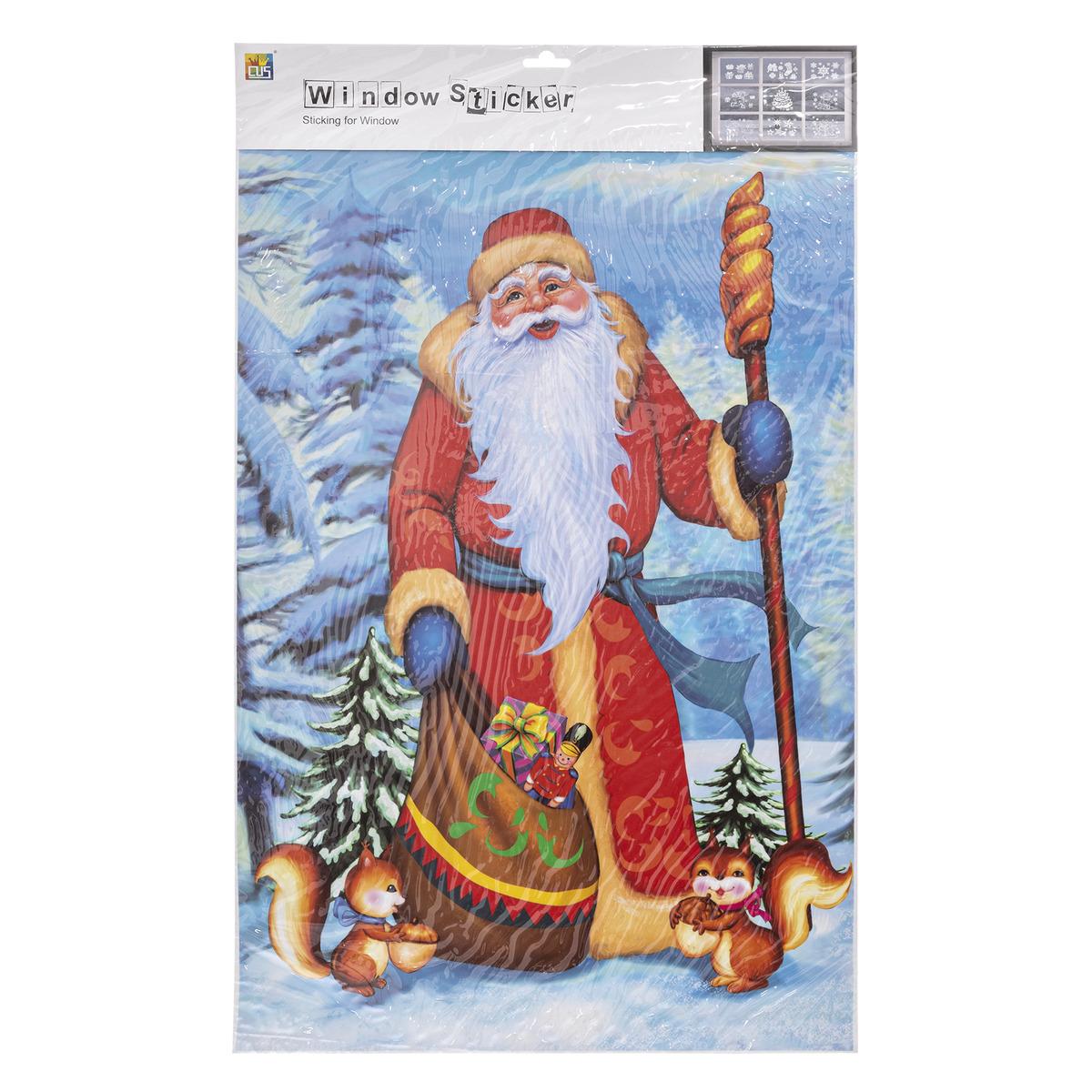 DECO VITRE PERE NOEL NEIGE 60X40CM