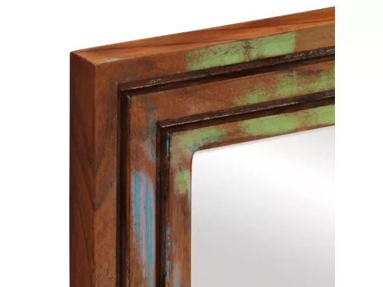 Miroir salle de bain 50x70 cm bois massif d'acacia et verre