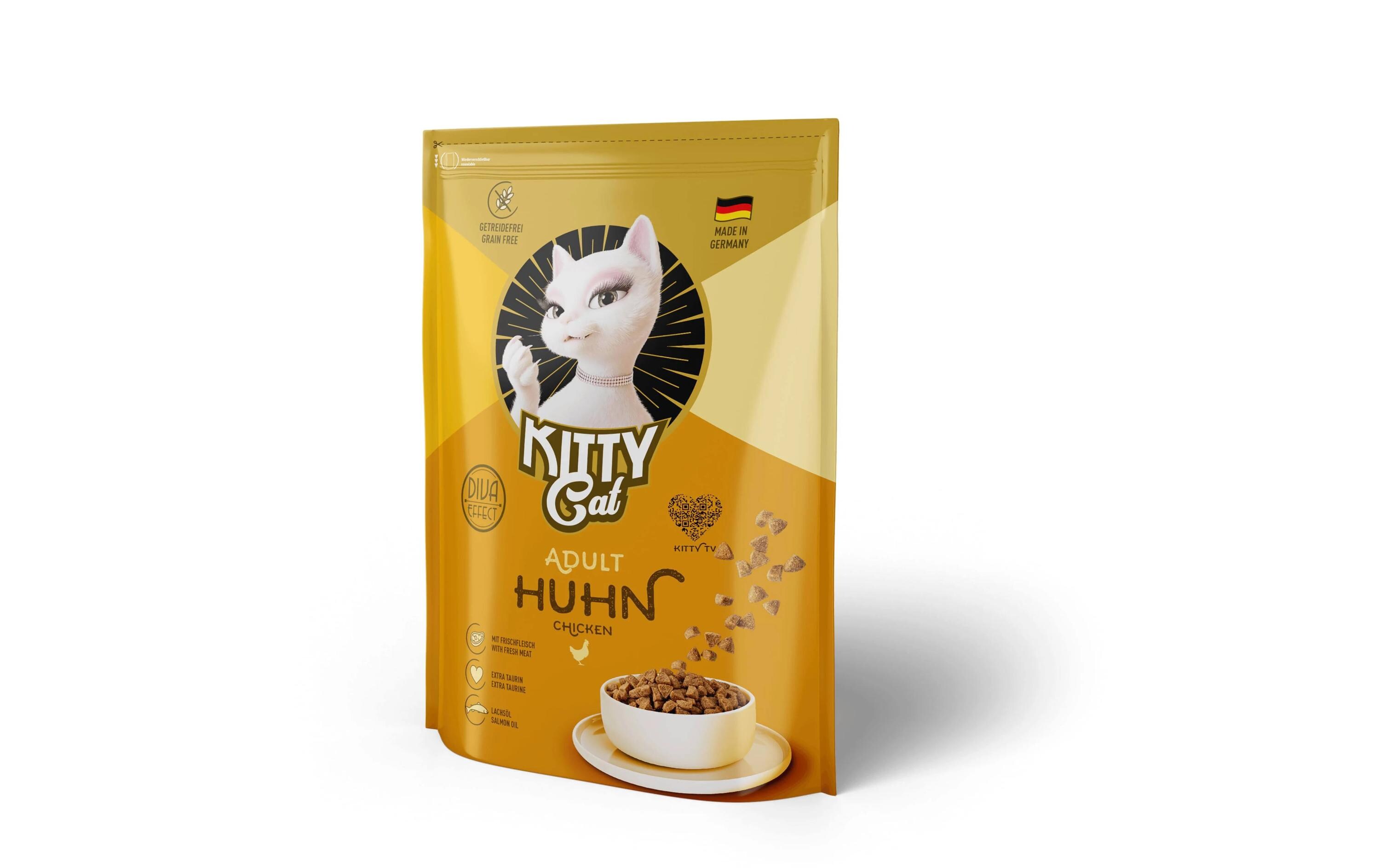 Trockenfutter Huhn Adult 800 gHochwertiges, getreidefreies Trockenfutter für ausgewachsene Katzen mit hohem Fleischanteil und Omega-3-Fettsäuren