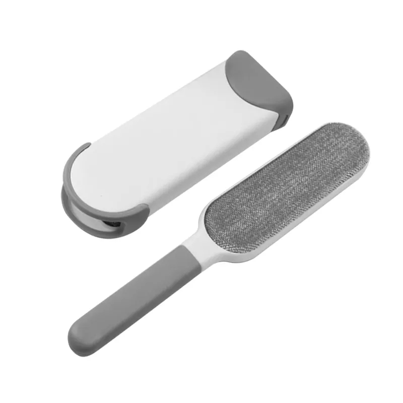 (2-tlg. Set) Tierhaarentferner Wiederverwendbare Fusselbürste inkl. Selbstreinigungsbasis - Grau / Weiss