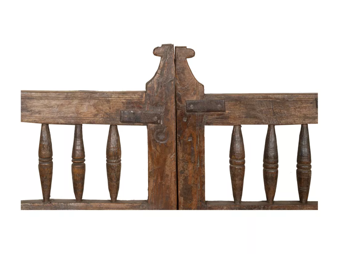 BISCOTTINI Portail - Bois Massif et Fer Finition Antique - Clôture en Fer - Portail en Métal - Porte Décorative - Portail d'Entrée - Clôture en Bois - Intérieur et Extérieur - 102x4x109cm