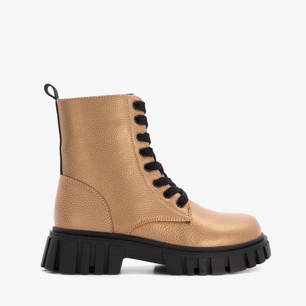 Blue Box meisjes veterboots goudkleurige metallic