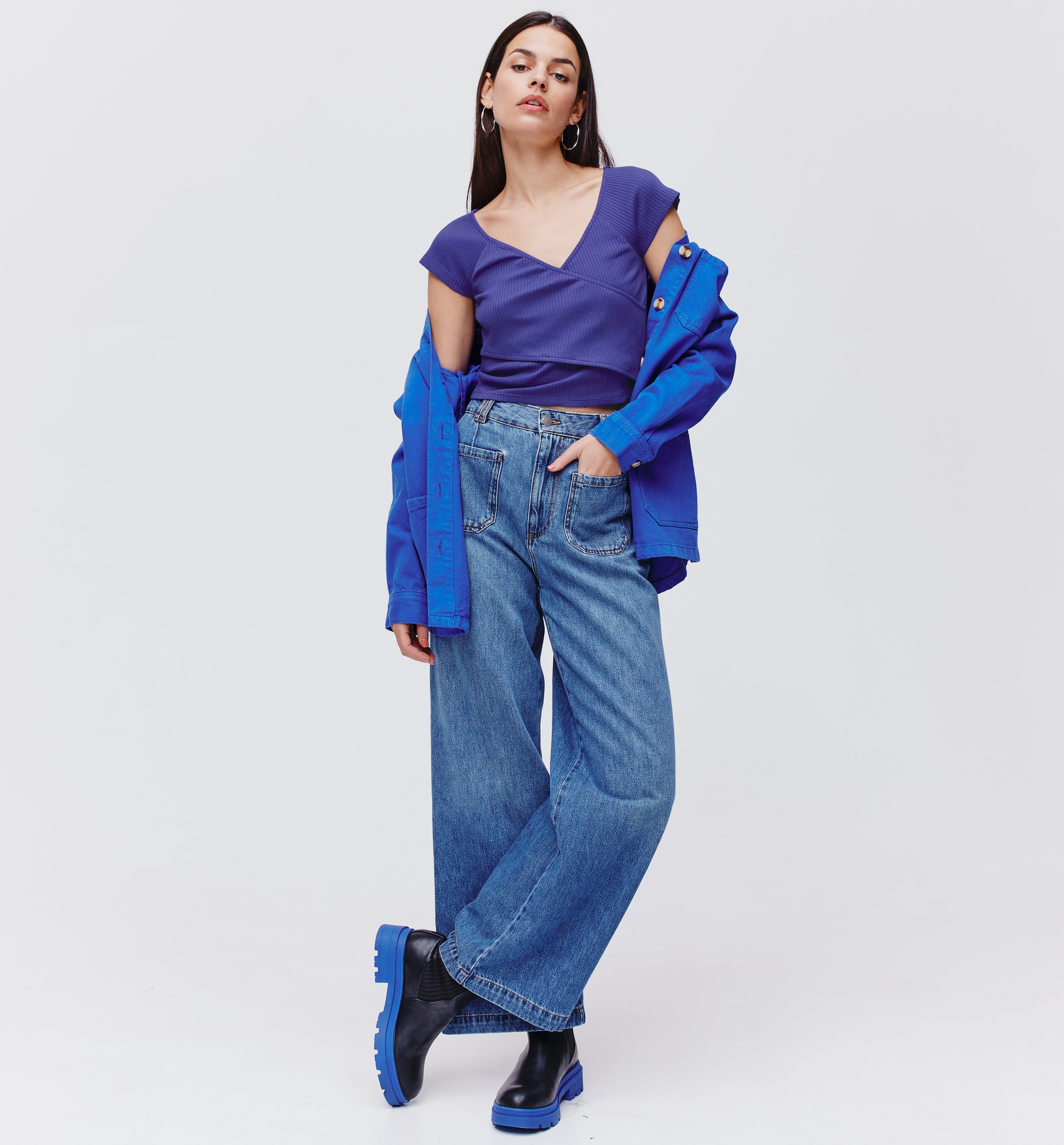 Crop top uni - Bleu