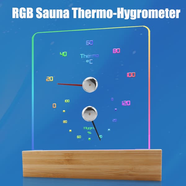 INF Badstuetermometer Hygrometer med RGB-lys 0