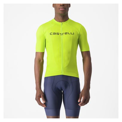 Maillot Manches Courtes Castelli Elements Jaune Fluo