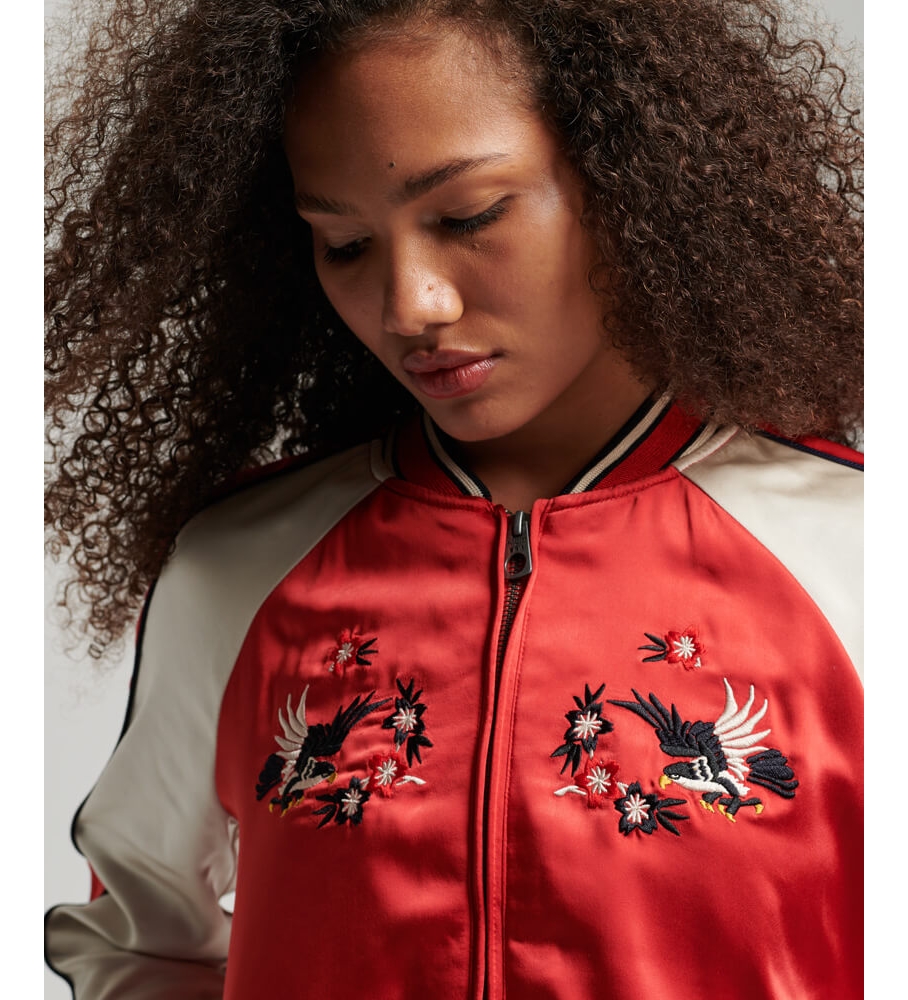 Jaqueta vintage Superdry com bordado vermelho Sukajan
