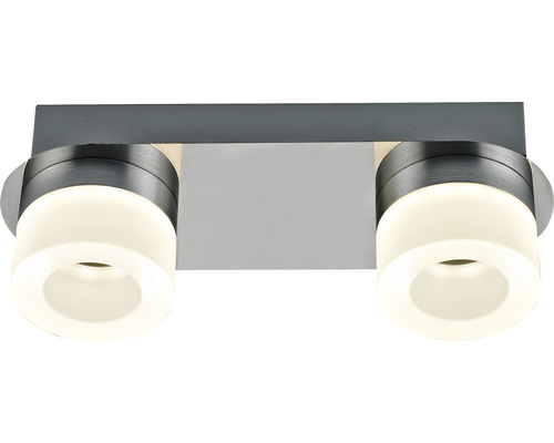 FLAIR LED plafondlamp, 2-lichts, 13W, 2 x 630 lm, 3000 KB, 28 cm, Azimech, chroom