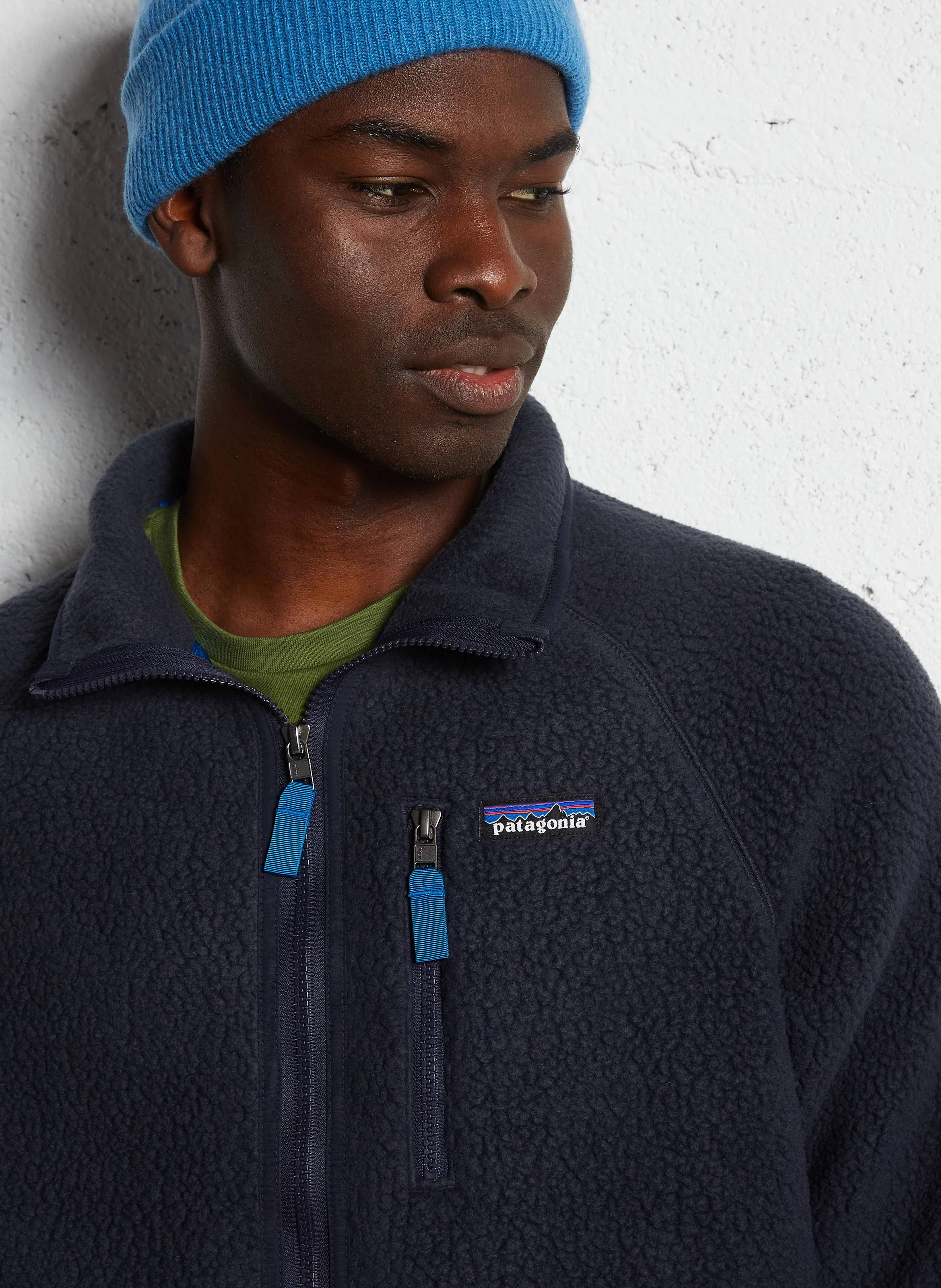 Polaire col montant texturée | Bleu