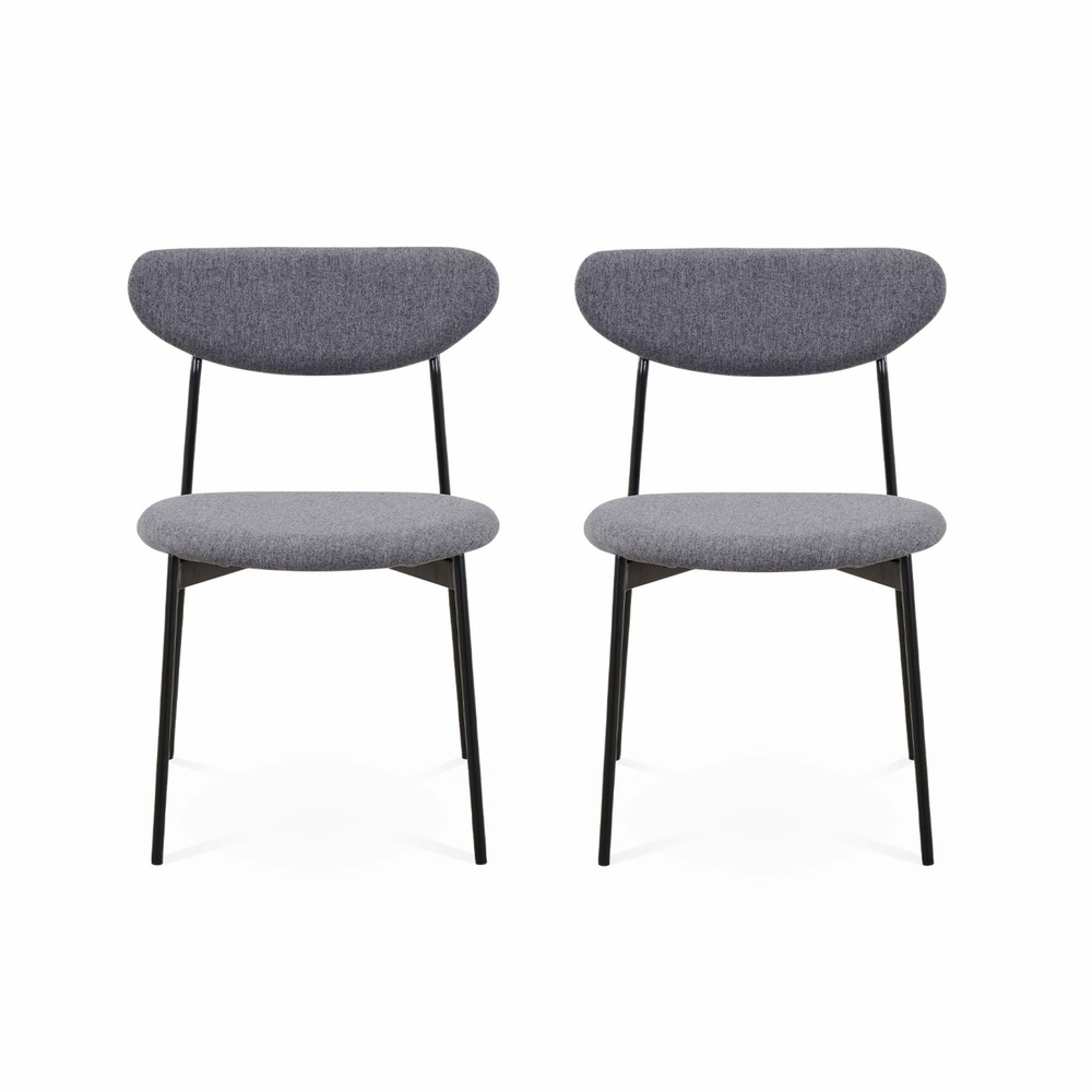 Lot de 2 chaises - arty - scandinaves et vintage. Assise et dossier gris foncé. Pieds en acier