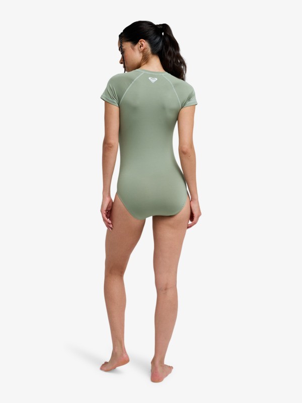 Essentials Maillot une pièce à manches courtes Vert Femme