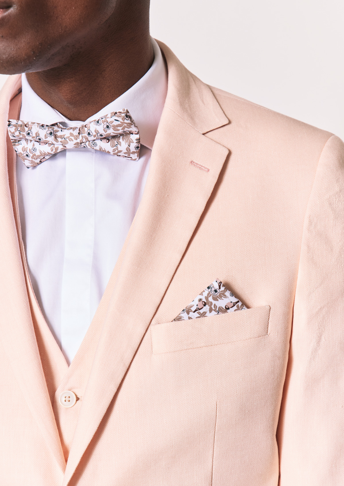 Veste coordonnable Regular en lin mélangé uni rose pâle