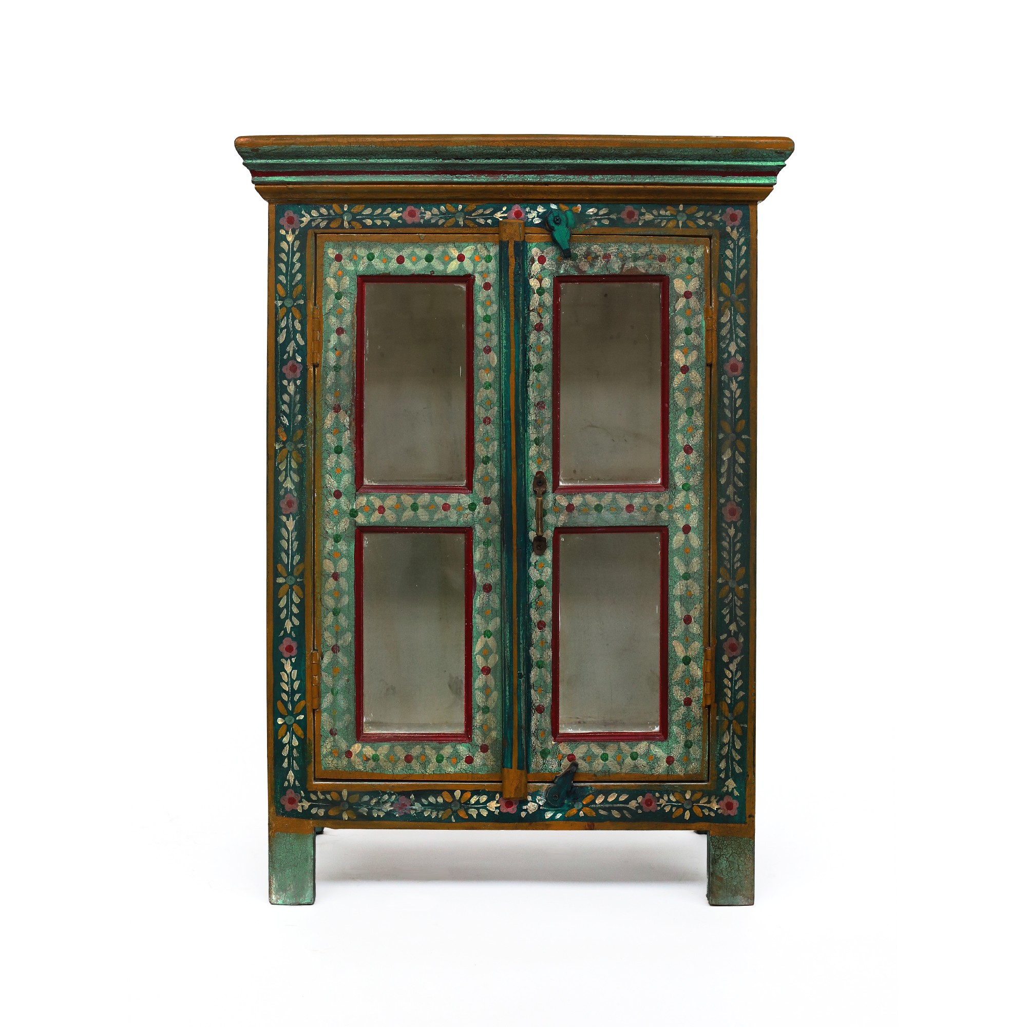 Vitrinenschrank handbemalt, multicolor, H 90 cm, B 64 cm, L 40 cm von fischer's lagerhaus