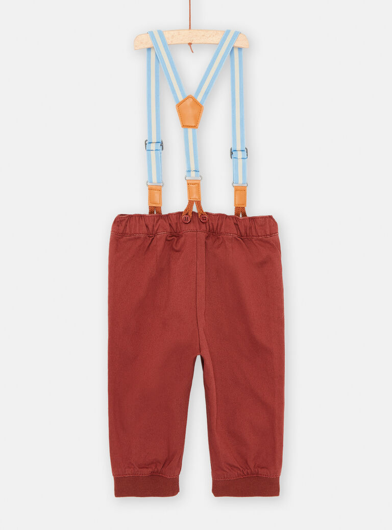 Pantalon havane à bretelles pour bébé garçon