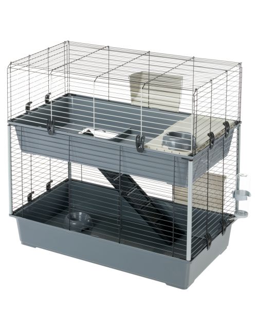 Ferplast Konijnenkooi Rabbit 100 Dubbel - Dierenverblijf - 95x57x93.5 cm Grijs