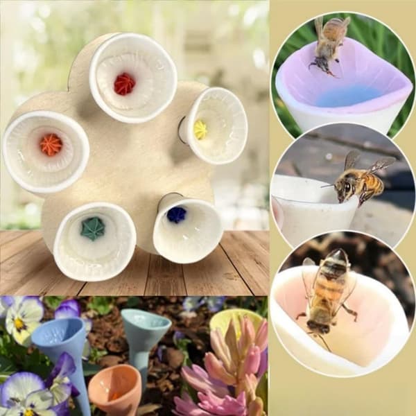 INF Resin Flower Bee drikkefontene (sett med 2)