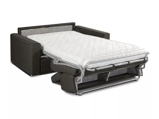 Canapé 2 places convertible express en tissu marron - Couchage 120 cm - Matelas 14 cm VIZIR