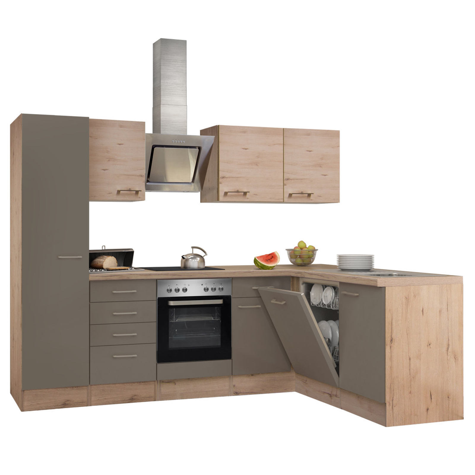 Winkelküche RIVA - Quarz-Cubanit-San Remo - mit E-Geräten - 270x170 cm