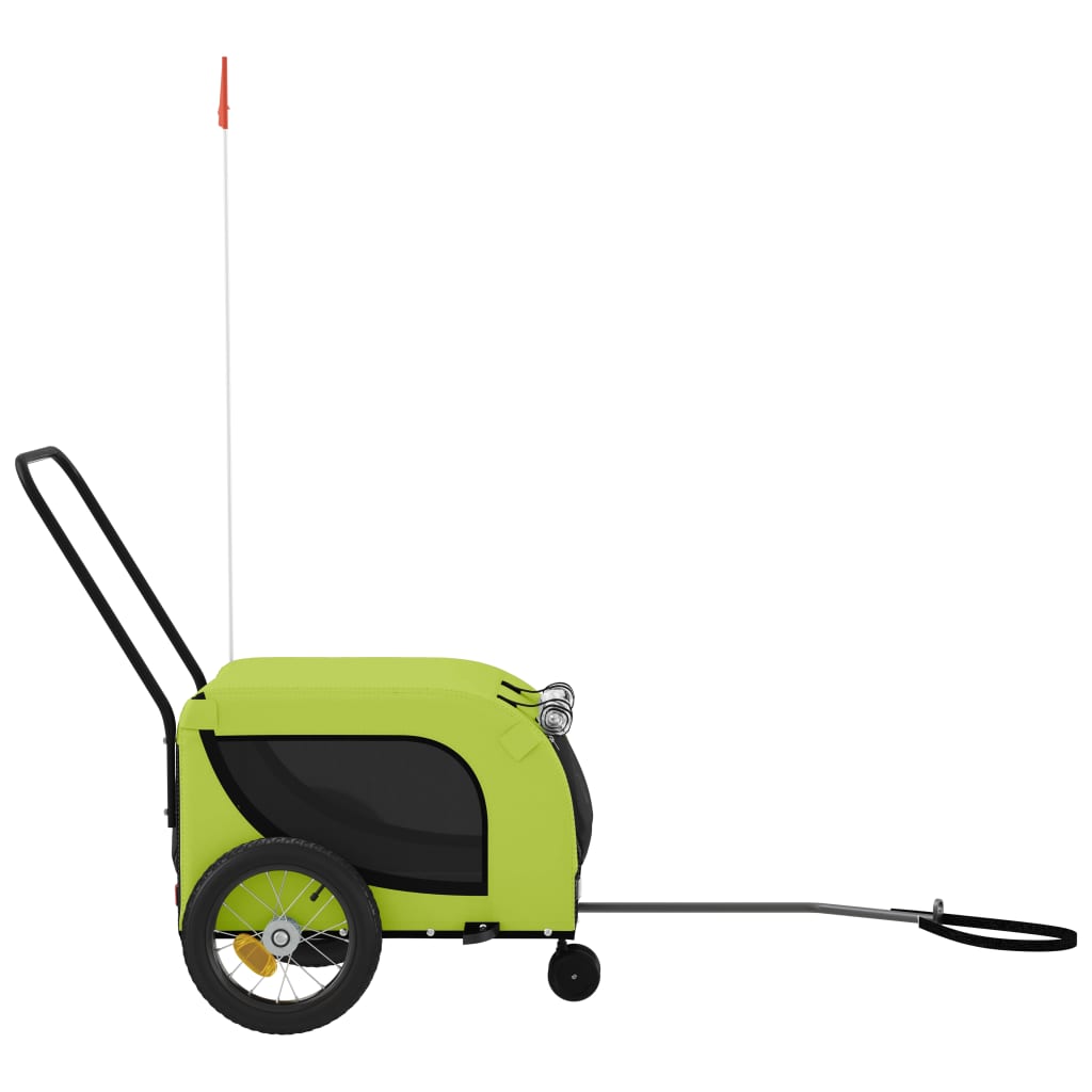 vidaXL Reboque para Bicicleta de Animais de Estimação em Tecido Oxford Verde e Preto