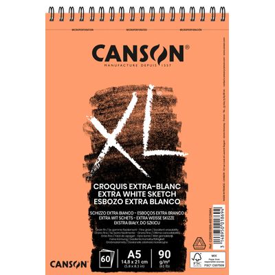 Canson XL Extra White - Bloc dessin croquis - 60 feuilles - 90 gr - blanc