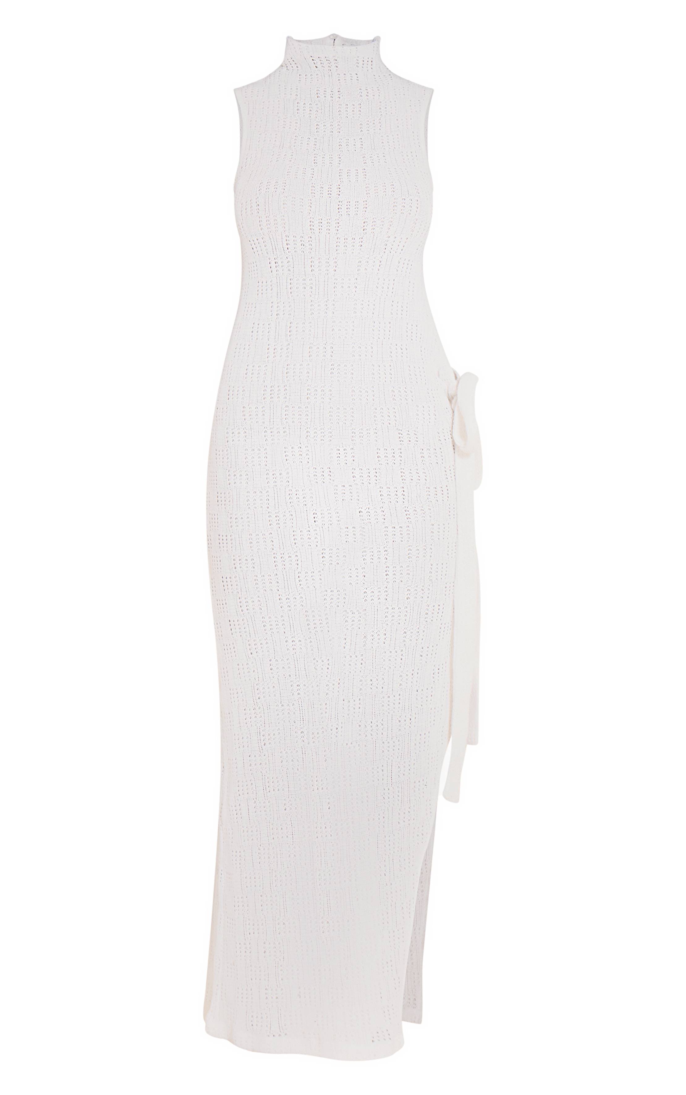 Crème Robe Maxi Tricotée À Liens Latéraux Petite