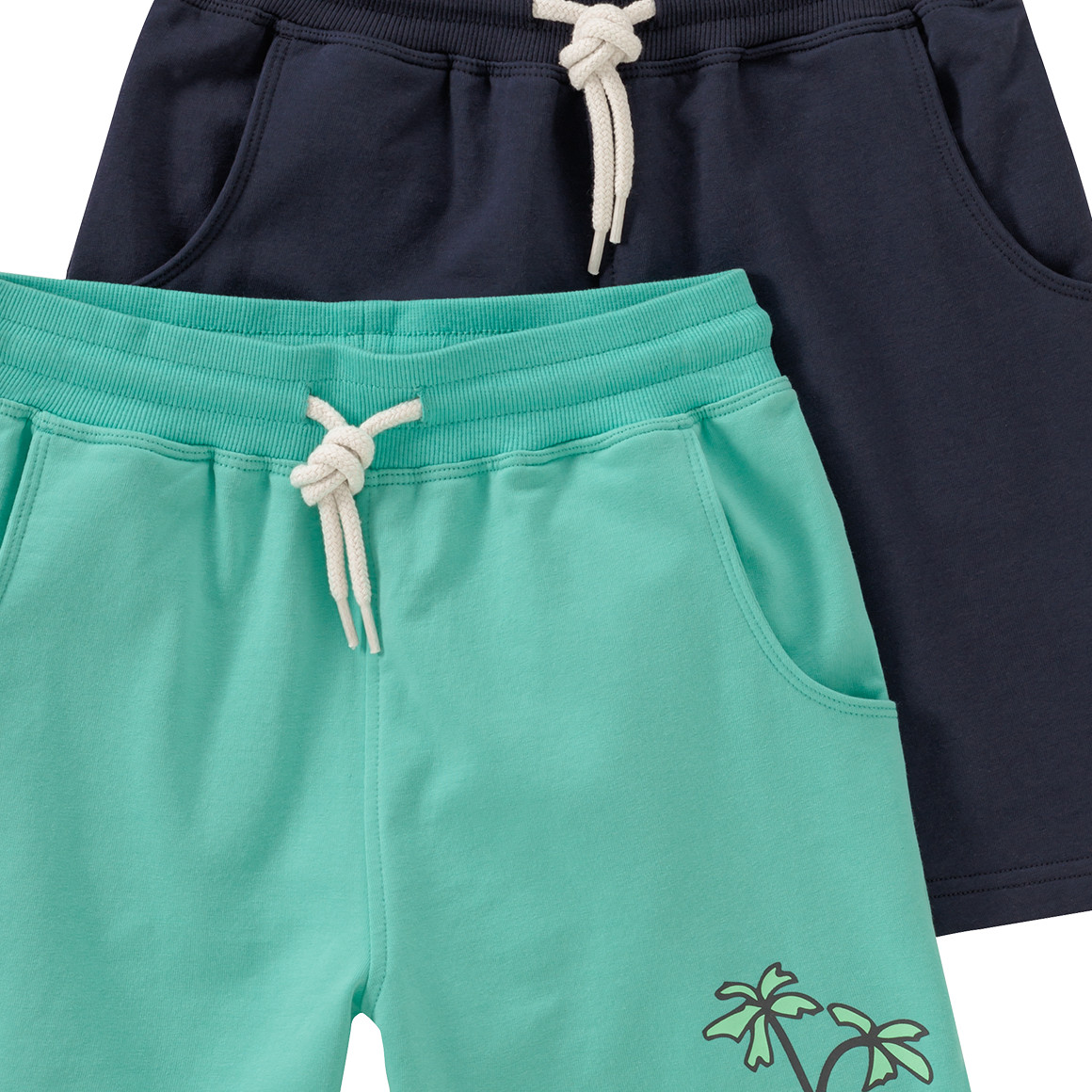 Famy 2 Jungen Joggingshorts im Set helltürkis / dunkelgrau