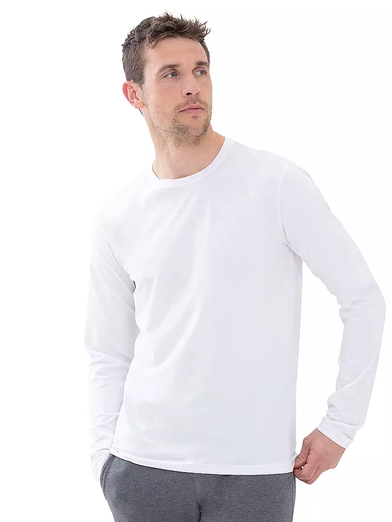 MEY Pyjama Langarmshirt RELAX weiss weiss