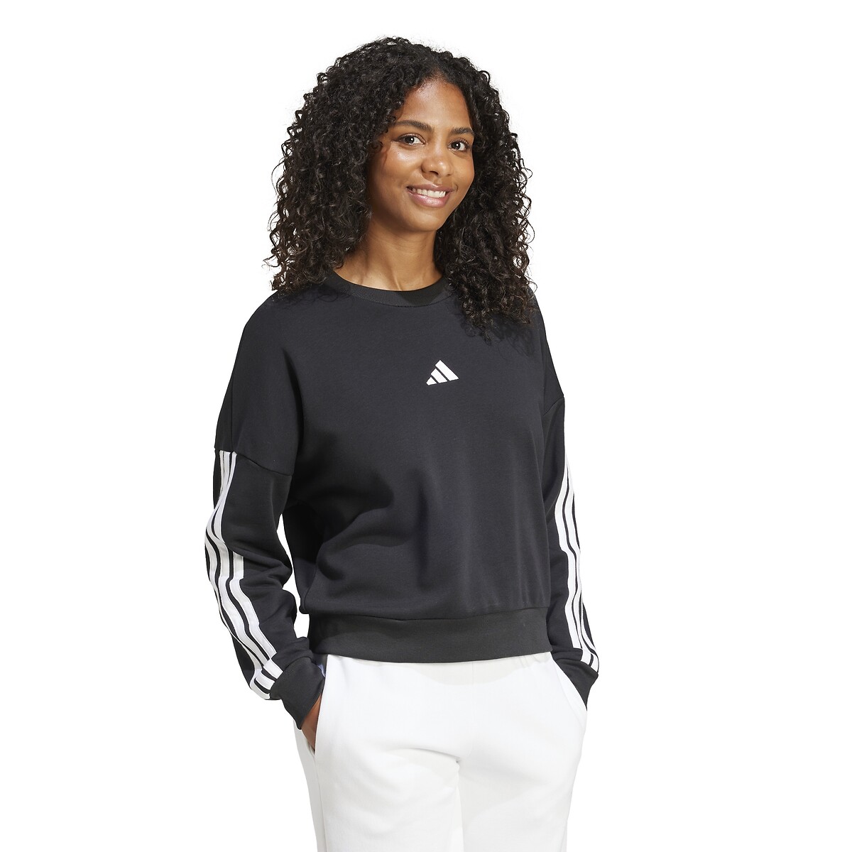 ADIDAS SPORTSWEAR<br>Suéter de gola redonda Essentials com 3 listras