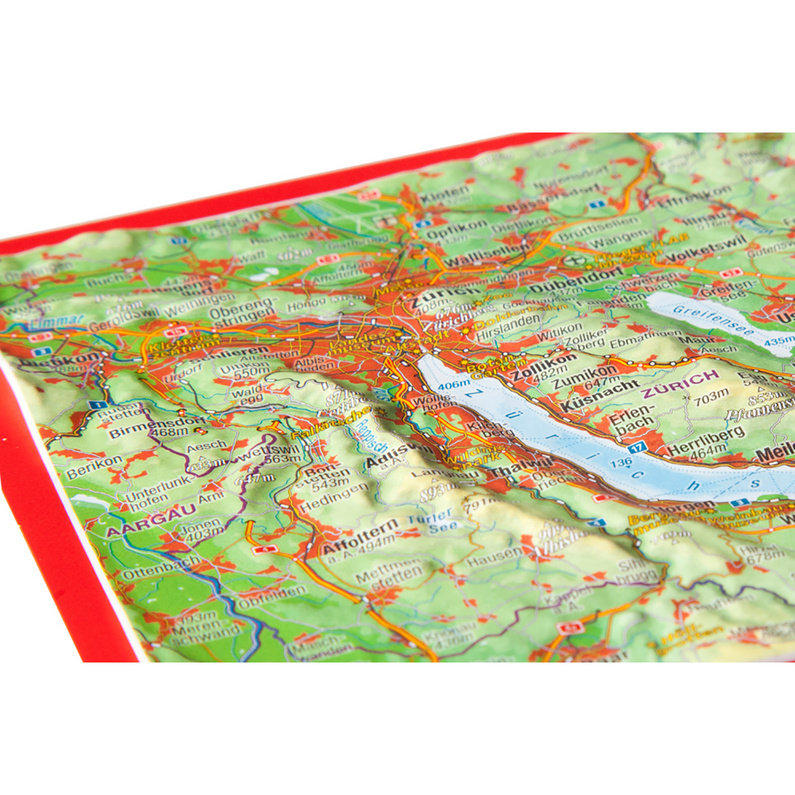 Georelief 3D Reliefpostkarte Zürichsee Region