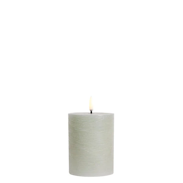 Uyuni  LED Rustic Pillar lys, Dusty green - H10 cm.