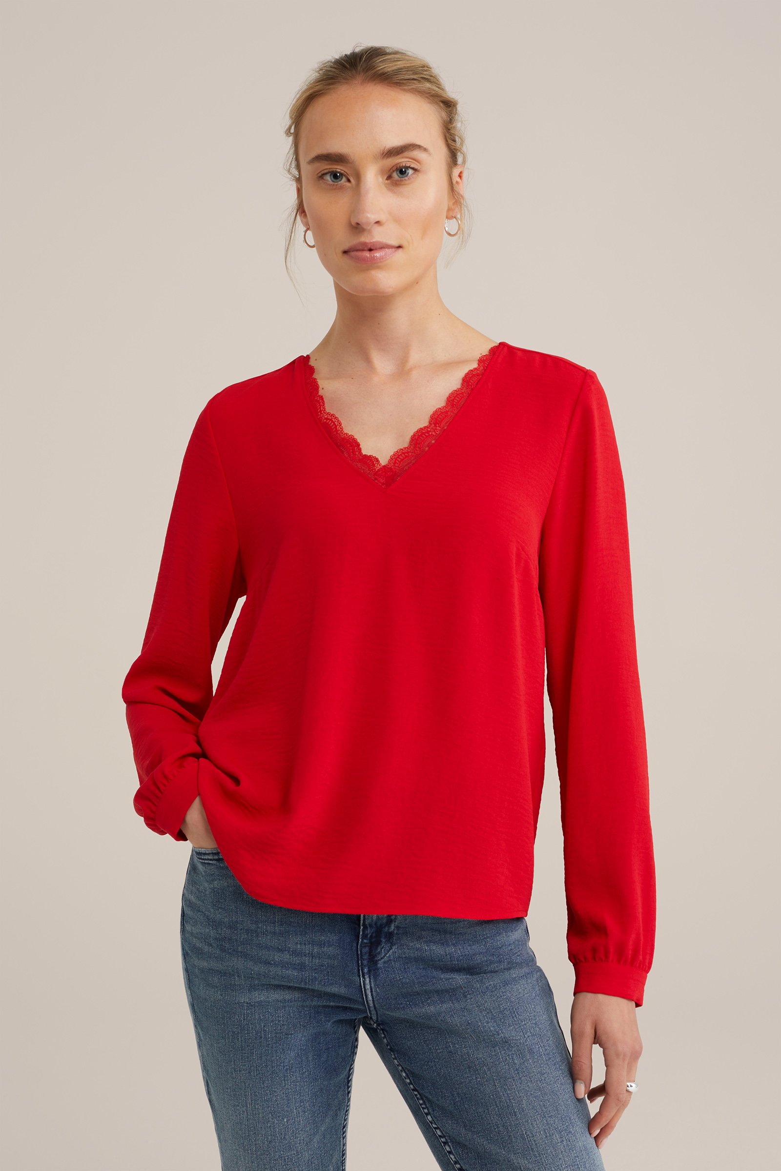blouse met kant WE Fashion Felrood